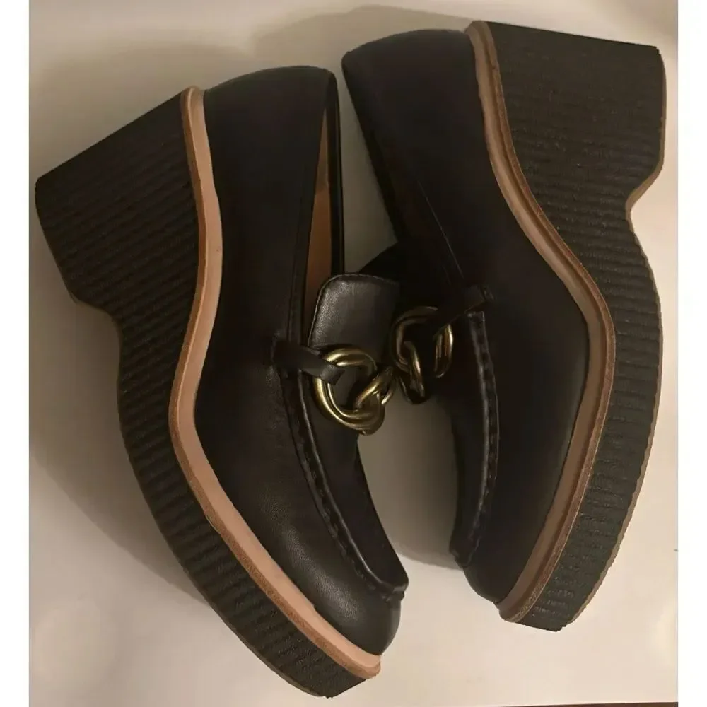 DOLCE VITA Leather Brenan Wedges in Black Size 9.5